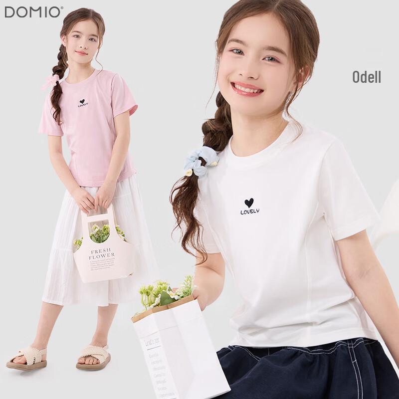 Girls Summer Heart Print Short Sleeve T-shirt 160