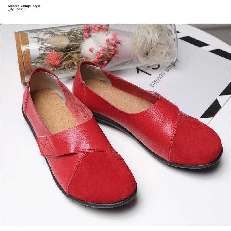 Women's Shoes Casual Shoes Women's Singles Mom's Shoes Low Cut Comfortable Velcro Loafers Bean Shoes