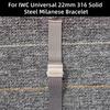 22mm Mailänder Armband für IWC Portuguese 7 Big‑Pilot Aquatimer Massiver 316 Edelstahl Gebogenes Ende Perfekte Passform Armband