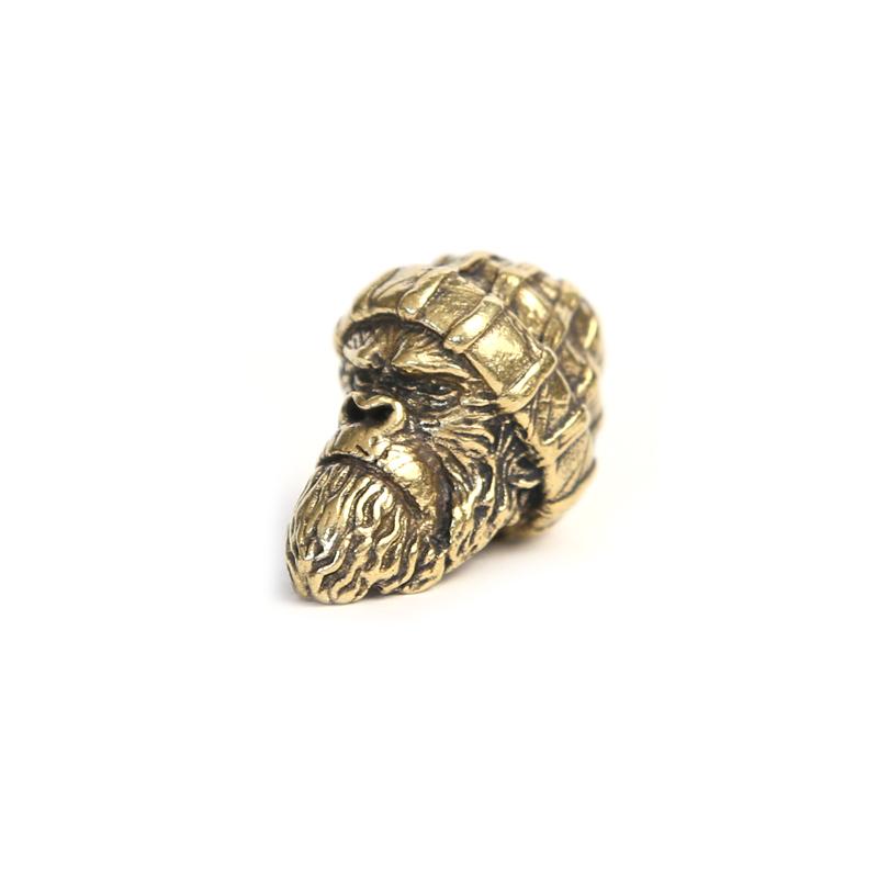 Woolen Hat Gorilla Head Sculpture White Brass Knife Beads Orangutan EDC DIY Woven Paracord Lanyard Charms Pendants Accessories