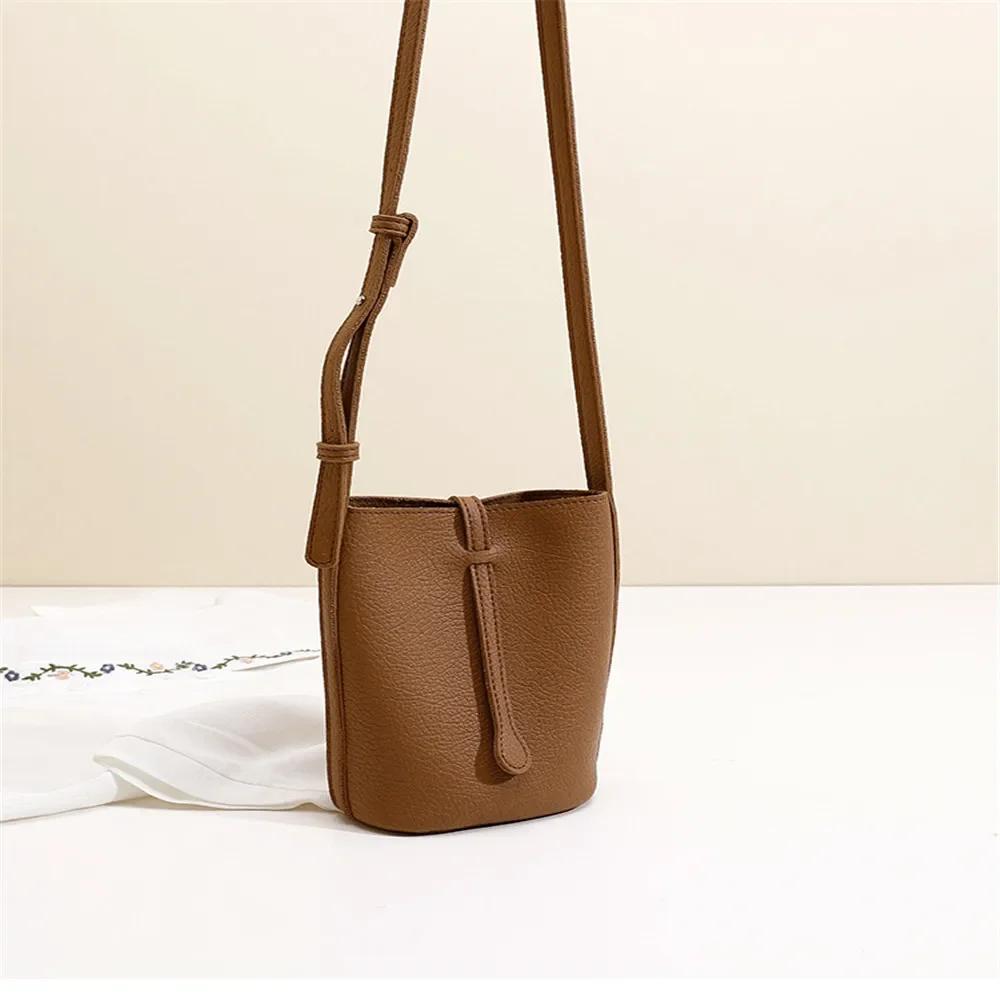 

Женская мягкая маленькая сумка для телефона через плечо, женская модная универсальная сумка-ведро, кошелек, сумка через плечо для покупок коричневый