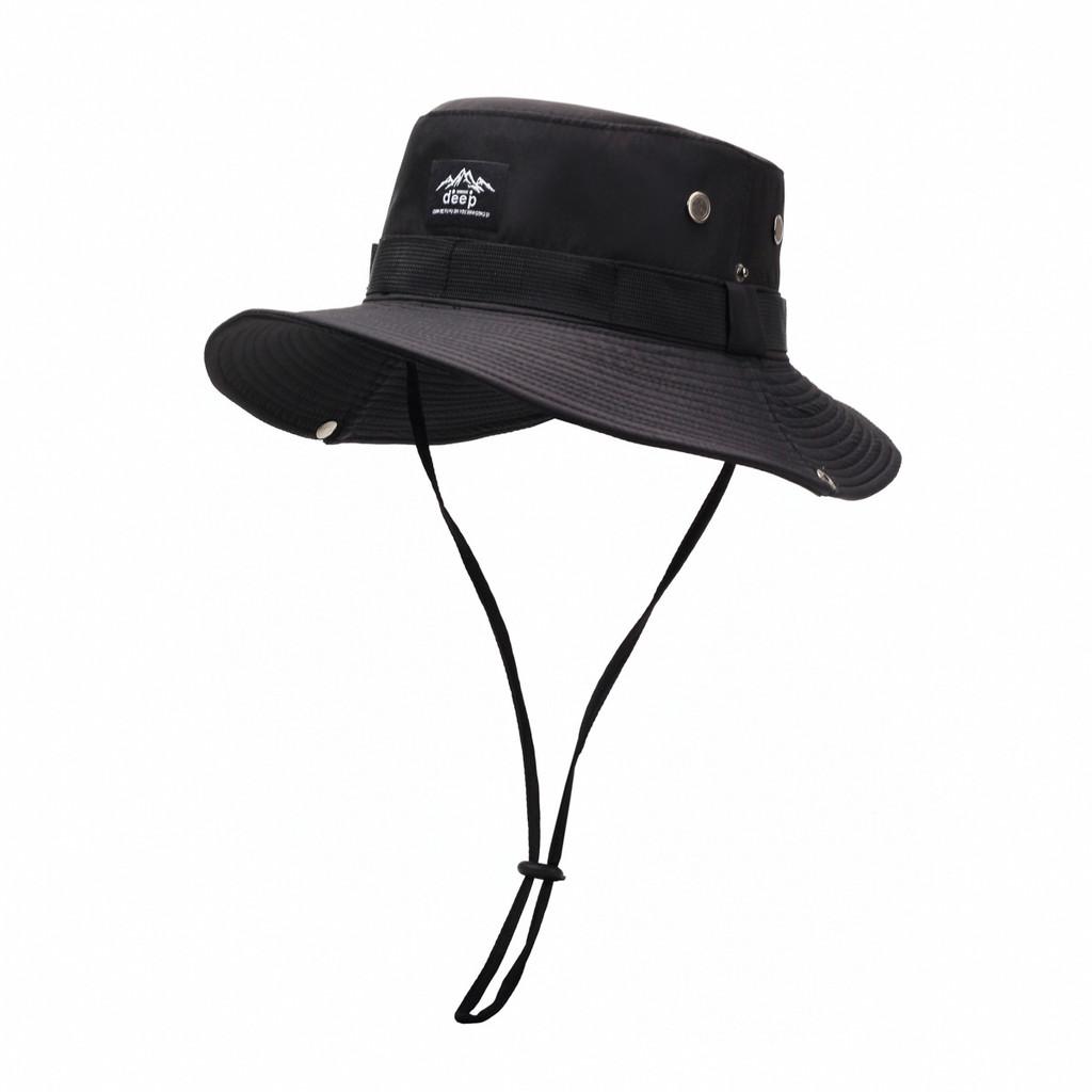 Hat Fishermans Outdoor With Wide Brim Drawstring Design And Decoration Letter