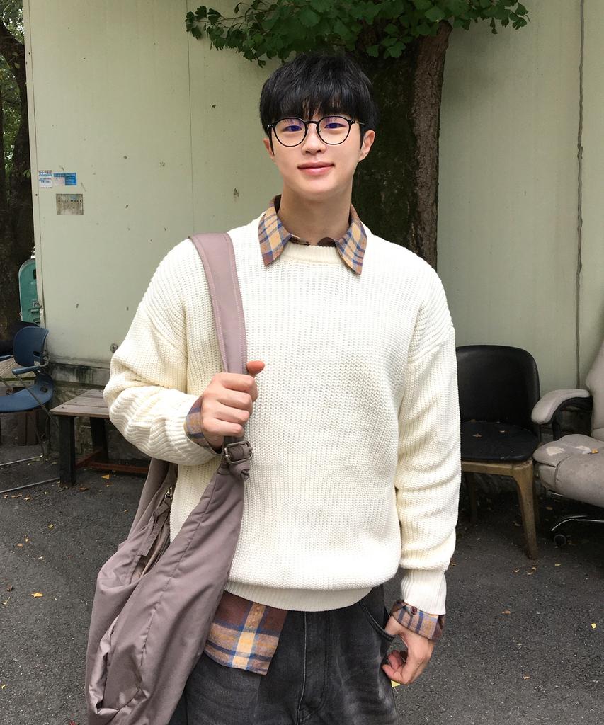 LEMAIN SECOND Oversized Voluminous Washable Crew Neck Hazzi Knit [Ivory]