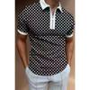 Stylish polka dot short-sleeve polo shirt with half-zip, casual and versatile.