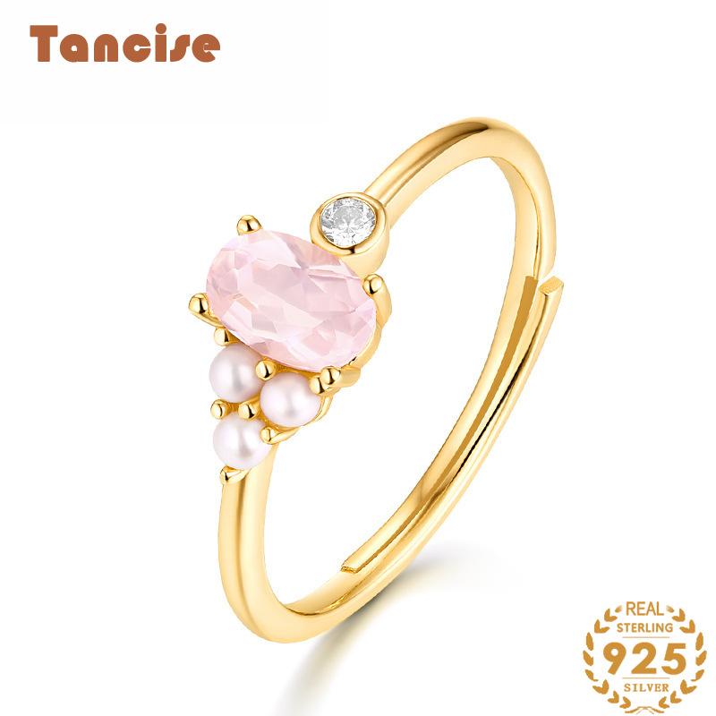 

Танцизное классическое серебро 925 пробы 4*6 розовый кварц кольцо женские ювелирные изделия свадебное обещание вечерние подарок Open розовый