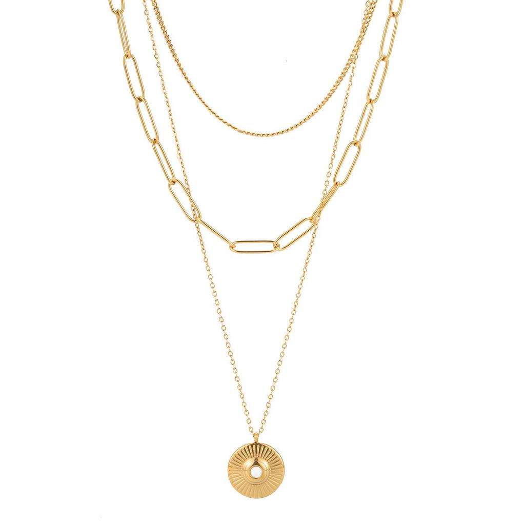 Women's High-End European & American Multi-Layer Titanium Steel Necklace, All-Match Stainless Steel Chain, Non-Fading