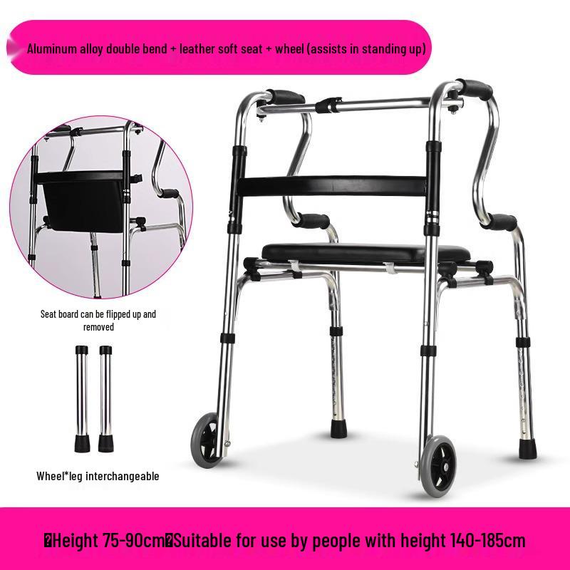 Adjustable Aluminum Alloy Walking Aid for Seniors - Four-Legged Crutches