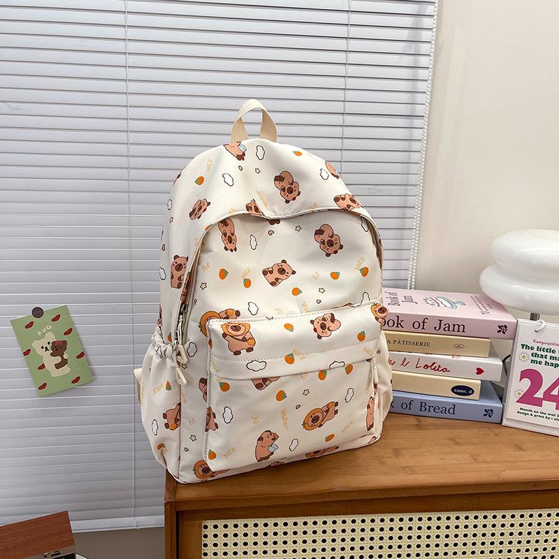 Schoolbag Japanese Backpack Female Cute Kapibara Backpack Junior High School High School College Student Simple Travel Backpack Female Schoolbag