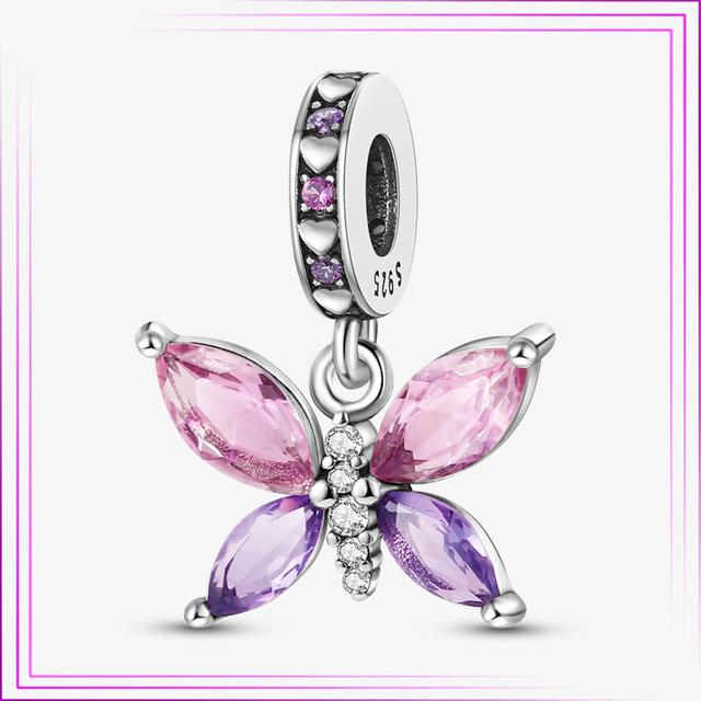 925 Sterling Sølv Hjerte Blomst Luftballong Flamingo Rosa Sjarm Plata De Ley Bil Katt Perle DIY For Originalt Armbånd Smykker