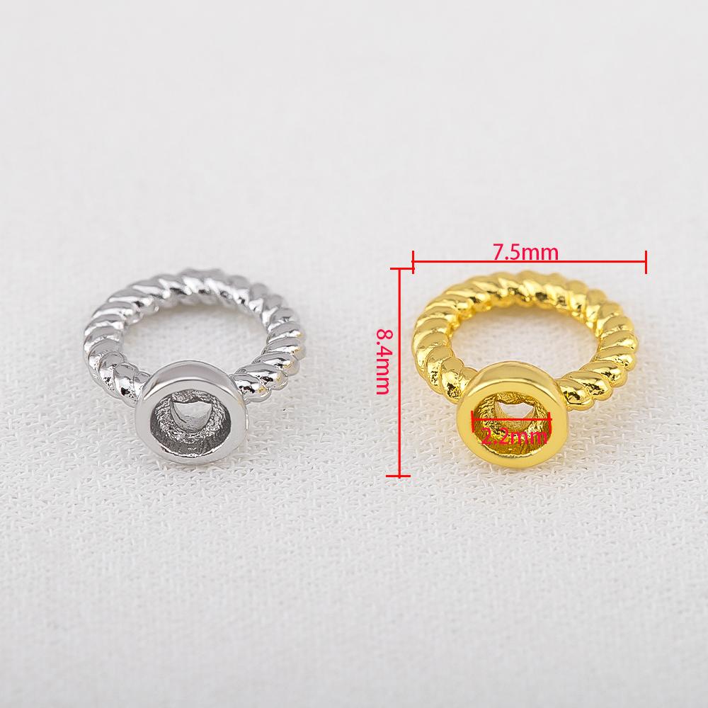 18K Gold Plated Brass Twist Circle Connectors for Jewelry Bracelet End Connector Bead End Cap with Hole Jewelry Finding Supplies