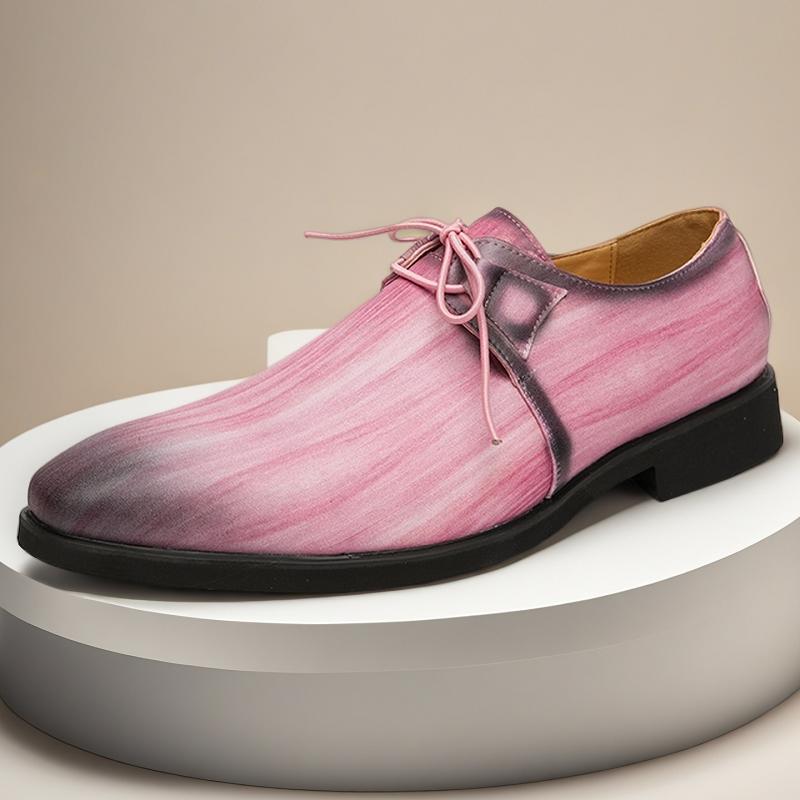 Pink Designer Leather Shoes Man Large Size 38-48 Retro Business Casual Shoes For Man Party Shoes Lace-up Pointed Gentleman Shoes