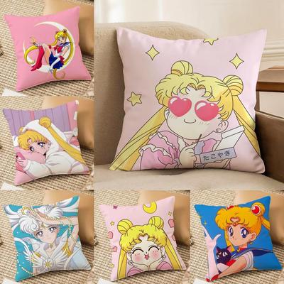 Krásná Dívka Hrdinka Sailor Moon Povlak na Polštář Oboustranný Plyšový Potah na Polštář do Pohovky Organický Prodyšný Neviditelný Zip