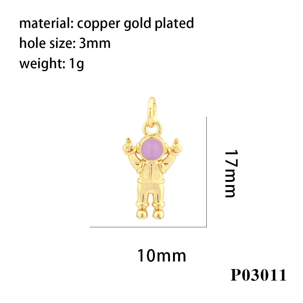 18K Gold Plated Astronaut Pendant Necklace with Drip Oil and Micro-Inlay Design