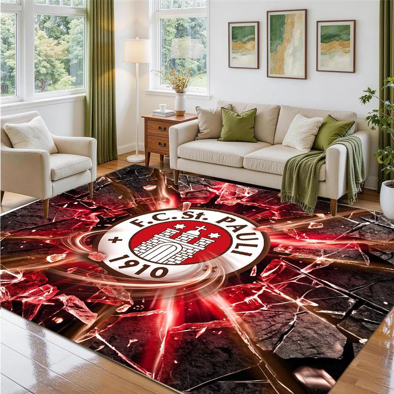 FC St. Pauli Football Design Crystal Velvet Rug Soft Decorative Mat for Bedroom Entrance