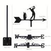 1pc Retro Black Metal Roof Golf Weathervane Wind Direction Indicator Outdoor Garden Lawn Patio Home Halloween Christmas New Year Gift