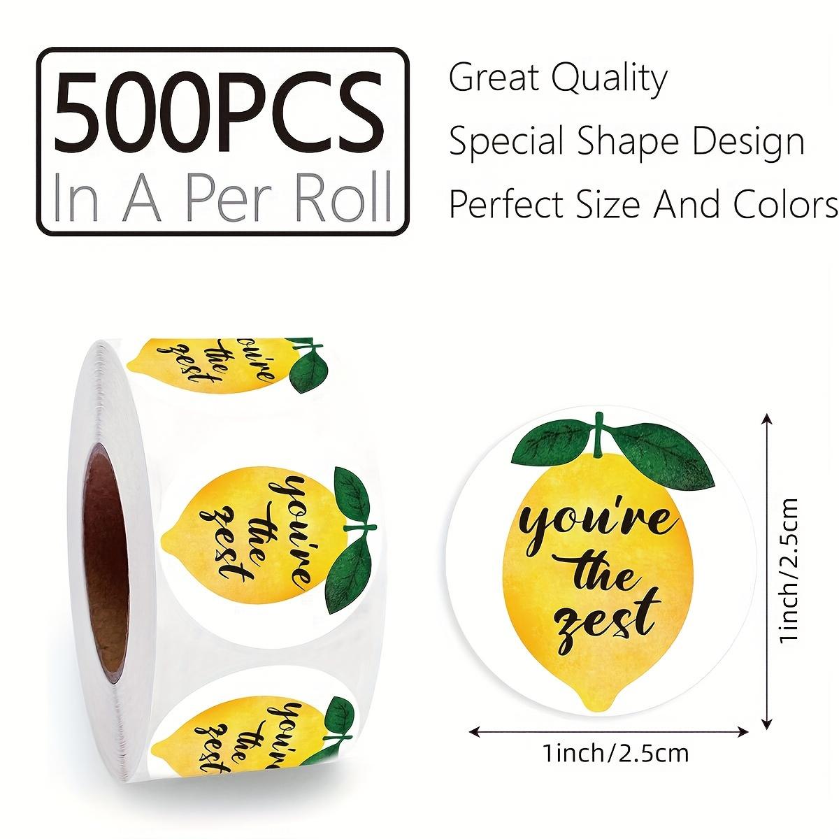 

500 Stickers/roll English Lemon Self-adhesive Stickers Envelope Sealing Roll Party Gift Decoration Small Business Gift Bag Packaging Label PVC