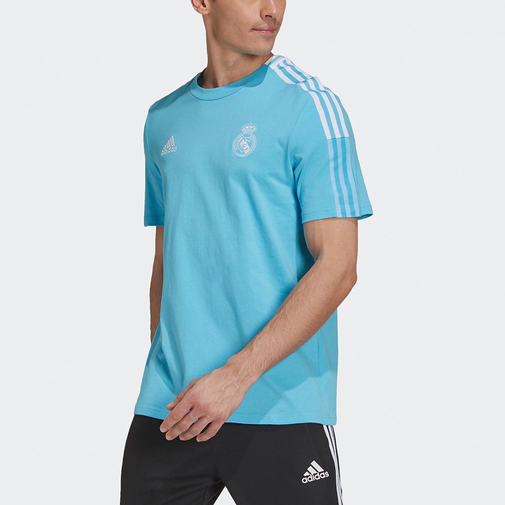 Adidas Real Madrid Football Sports Round Neck Short Sleeve T-Shirt Men Tops Light-Blue GL0051