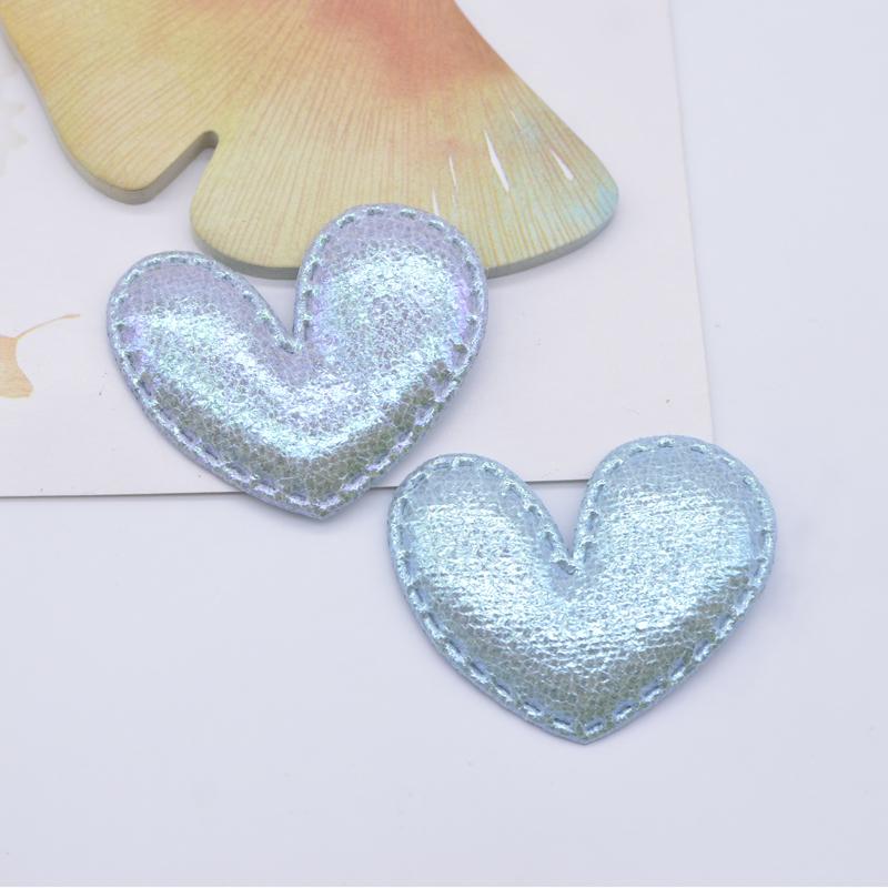 30Pcs 43*35mm Glitter Heart Applique Padded Patches for Clothes Hat Crafts Sewing Supplies DIY Headwear Hair Clips Bow Decor