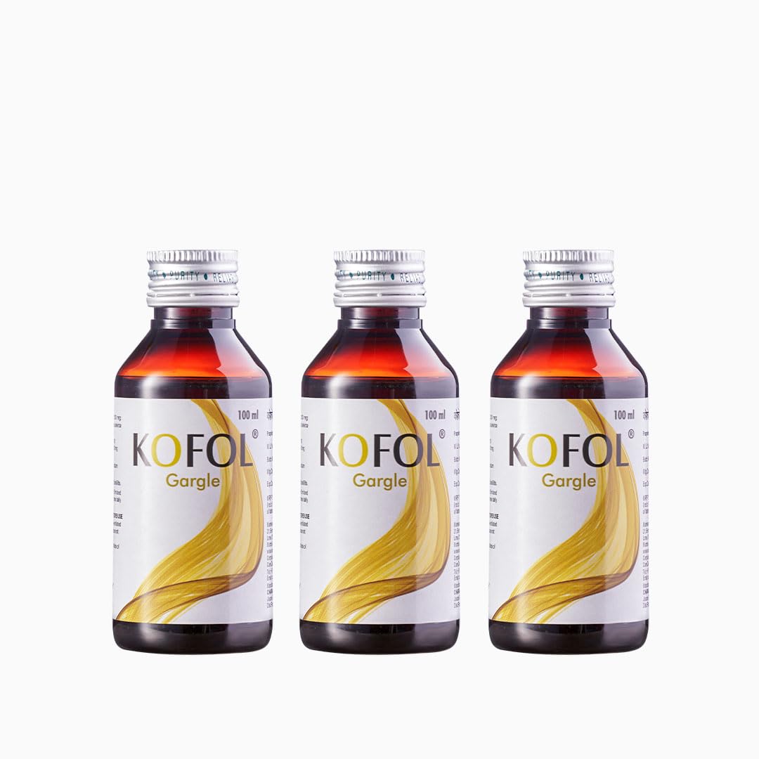 

Vedistry Kofol Herbal Gargle Solution Alcohol Free Ready To Use Oral Rinse For Throat Care Freshening 100 ml X Pack Of 3