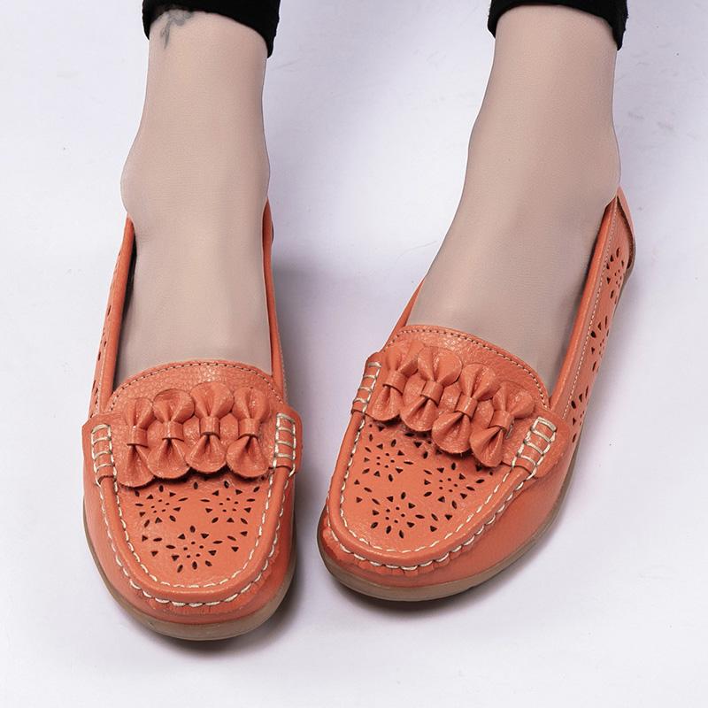 Women's Flats Moccasins Driving Shoes Casual Walking Minimalist Soft Summer Hollow Flower Shoes for Students Girl Over Sized