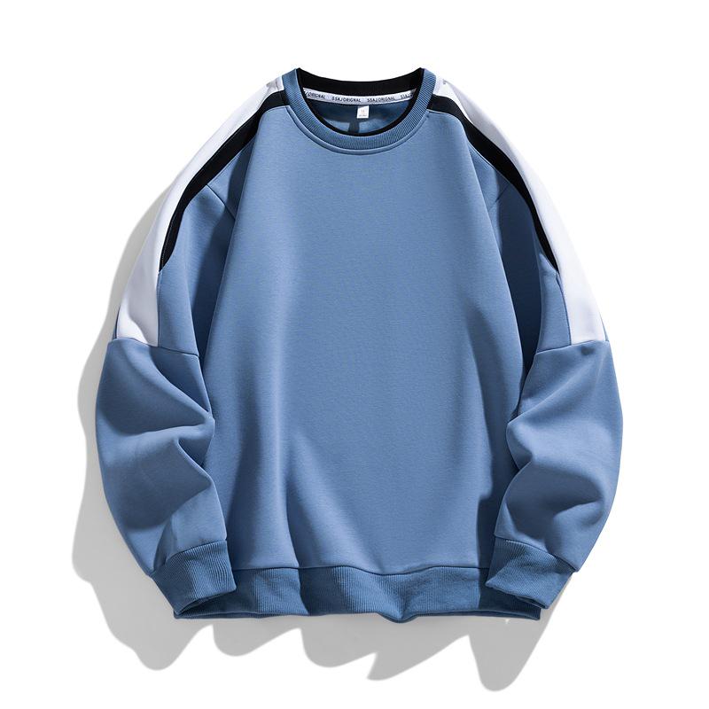 Men's Slim Fit Long-Sleeve Round Neck Cotton Sweatshirt, Korean Style Spring/Autumn Base Layer Top.