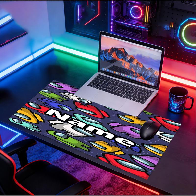 Custom Name Personalized Among Us Pattern Mousepad, Laptop PC Desk Mat, Decorative Desk Mat for Home Keyboard Pad Gift