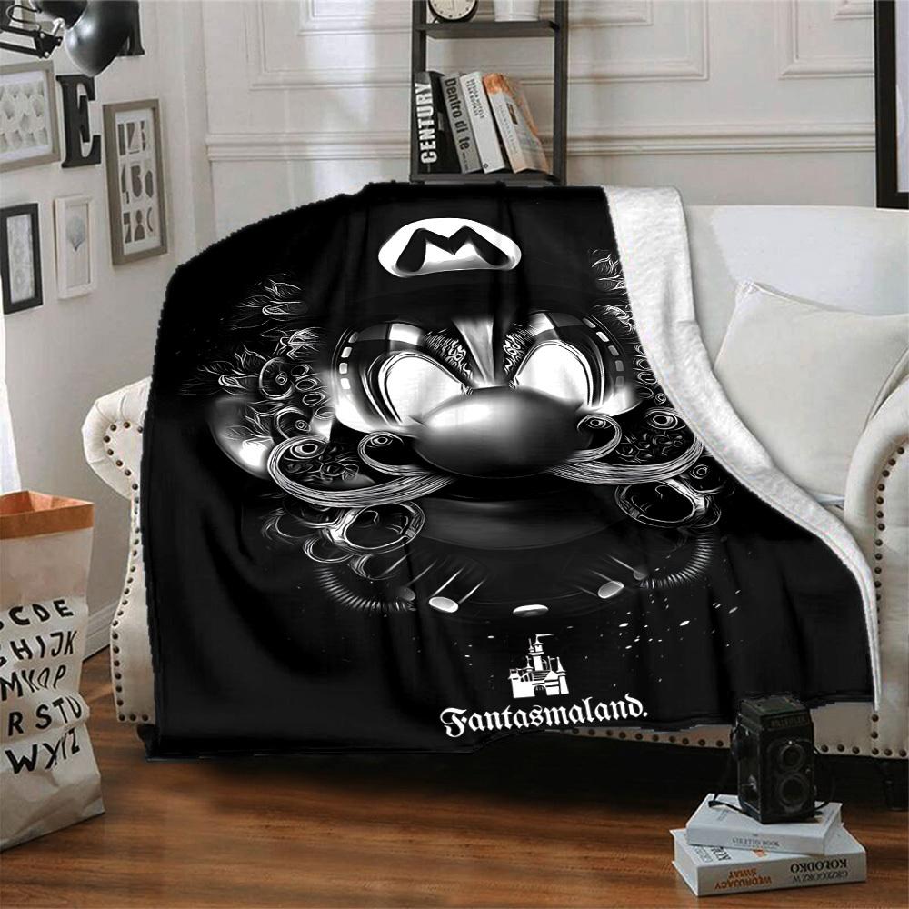 1pc Fantasmaland. Mario Flannel Throw Blanket HD Printed Lightweight Soft Warm All Season Blanket for Sofa, Bed, Travel, Camping Machine Washable