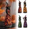 Gothic Shelf Accent Autumn Witch Figurine Statue, Resin Halloween Fall Tabletop Decor, for Home Ornament Mantel Fireplace Desk Tiered Tray Harvest