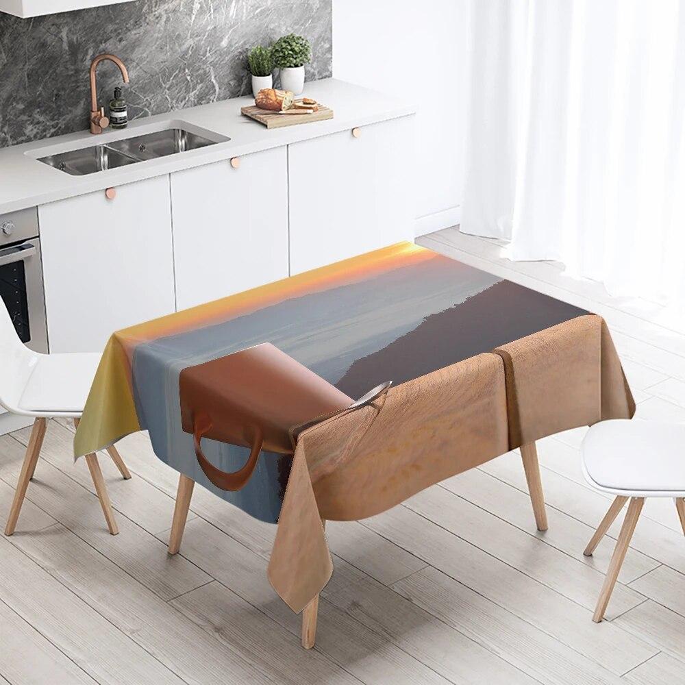 Coffee  Bean Tablecloth Waterproof Rectangular  Wedding Restaurant Table Decoration Kitchen Home