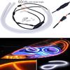 2Pcs 60cm Car LED Turn Signal Strip White+Yellow Guide Light Strip For Headlight