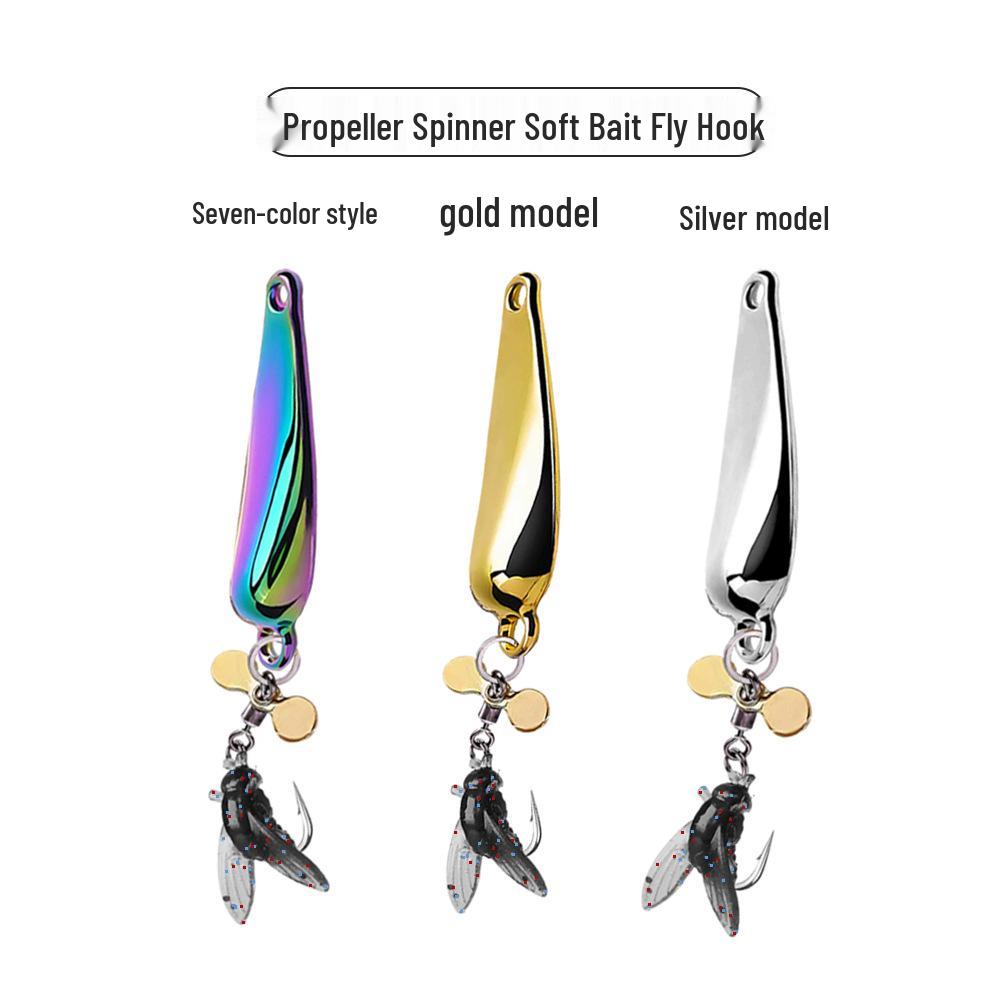 Lure Long Cast Propeller Spinner Soft Bait Fly Hook for Bass and Whitefish Fishing.