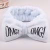 Versatile Candy Color Omg Letters Bow Headband Coral Fleece For Daily Facial Routines