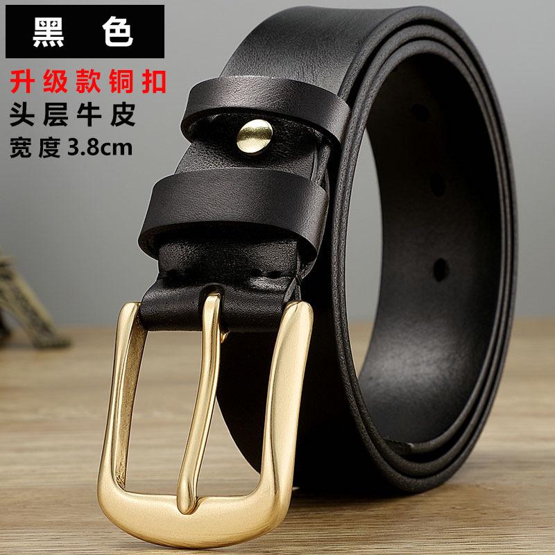 

Ремень из коровьей кожи первого слоя с пряжкой, оригинальный модный ремень из латуни, повседневный ремень для мужчин молодого и среднего возраста 125cm