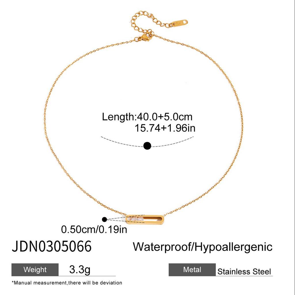 1PC European and American Rhinestone Titanium Steel Necklace Does Not Fade Light Luxury Collarbone Chain Stainless Steel Jewelry Advanced Sense