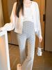 Maternity Polka Dot High Stretch Flare Knit Pants – No Support Belly, Casual Spring Style