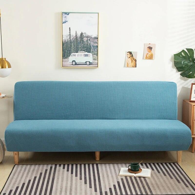 Polar Fleece Armless Sofa Bed Cover Elastic Without Armrest Sofa Bed Covers Anti-Slip Sofa Slipcover For Living Room Home Hotel