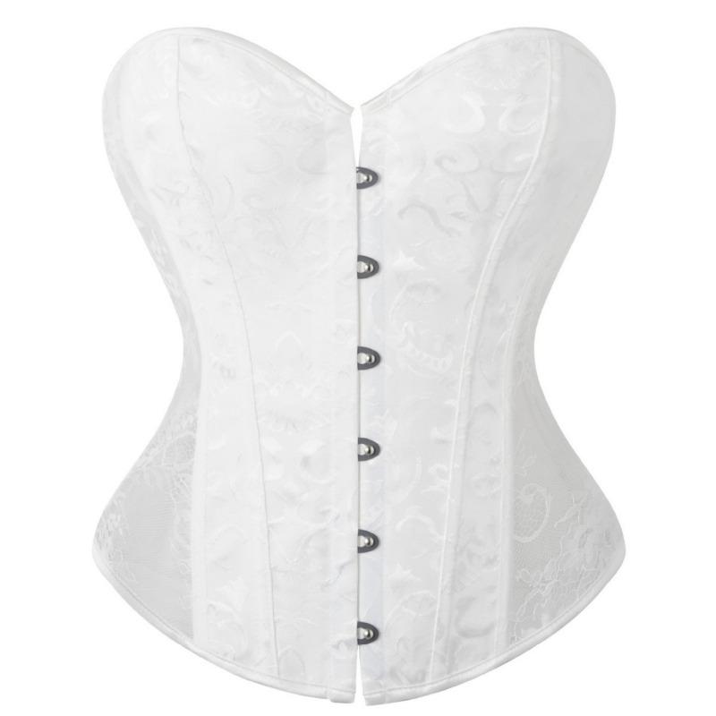 Black Jacquard & Lace Strapless Corset Top Sweetheart Neckline Front Hook Boned Bustier for Women