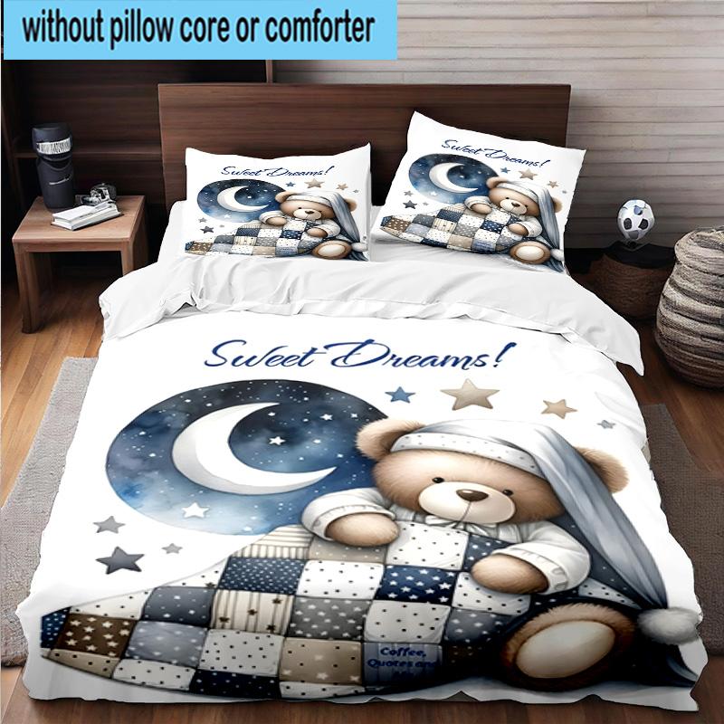 3PCS Teddy Bear Night Sky 3pcs Bedding,Including 3PCS Duvet Cover And 2pcs Pillowcases Perfect for Christmas,Ideal for Bedroom, Dormitory