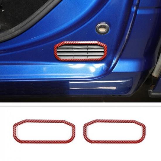 For Dodge RAM 1500 10-17 Red Carbon Fiber Rear Door Air Exhaust Vent Cover Trim