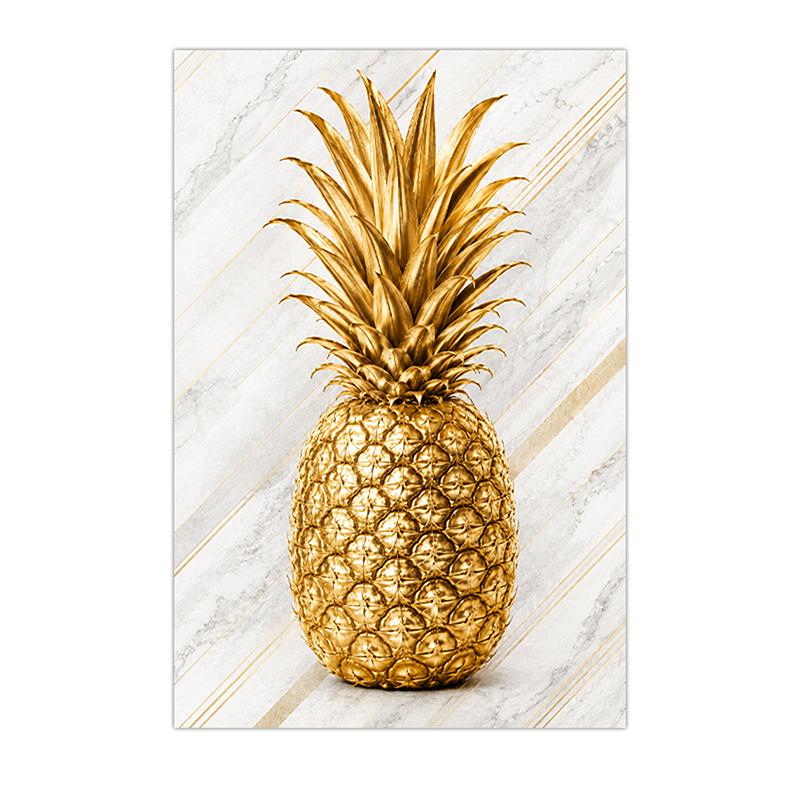 Nordic Luxury Marble Wall Art Gold Pineapple Canvas Painting Poster Print Bedroom Living Room Decor