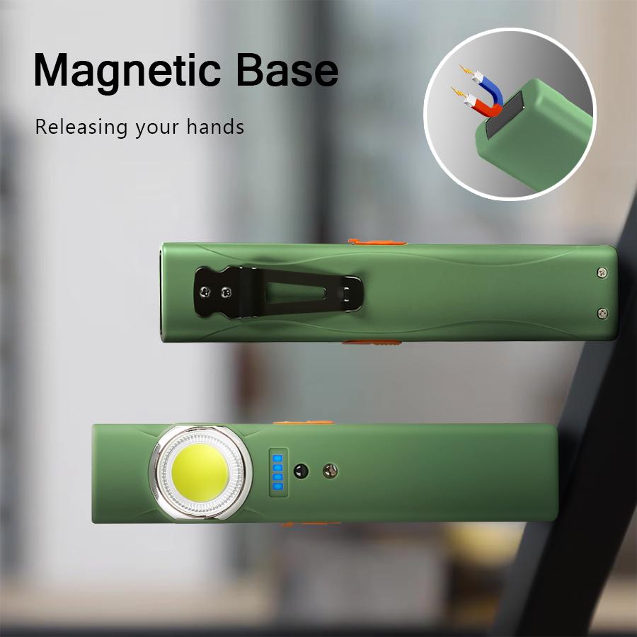 Portable EDC LED Flashlight with Pen Clip Rechargeable Magnetic Work Light Emergency Waterproof Light Outdoor Camping Hiking