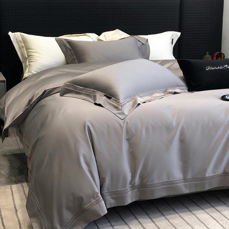 Luxury 4-Piece Pima Cotton Bedding Set: Duvet Cover & Sheet in High-Grade White for All Seasons