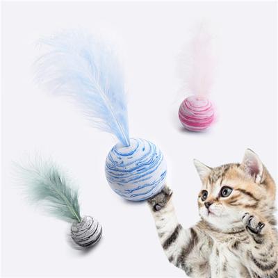 Katzenspielzeug Sternball plus Feder EVA-Material, leichter Schaumstoffball, Wurfspielzeug