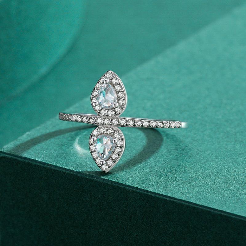 MODIAN 925 Sterling Silver Sparkling Water Drop Shape Zircon Finger Rings Exquisite Fashion Ring For Women Wedding Jewelry