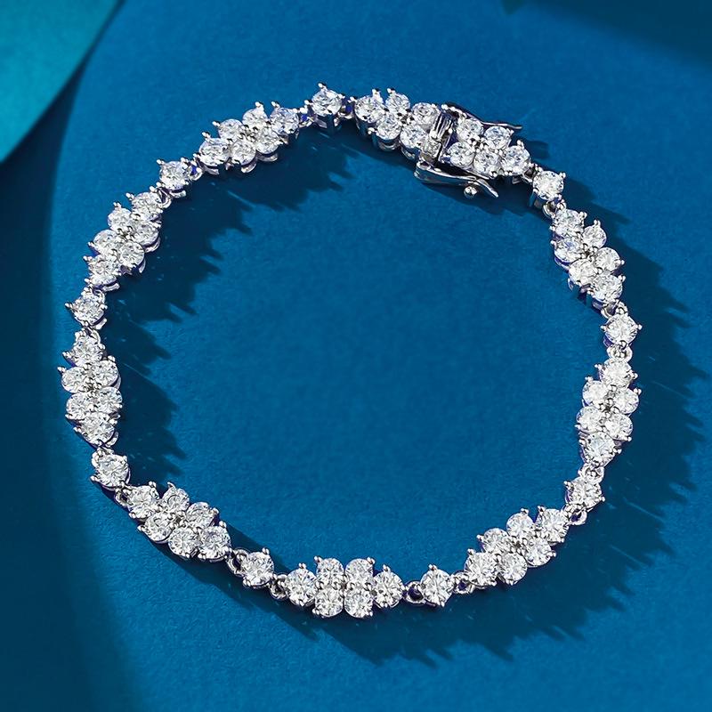 Luoxi Temple Jewelry 2024: Classic 925 Silver Full Diamond White Bracelet