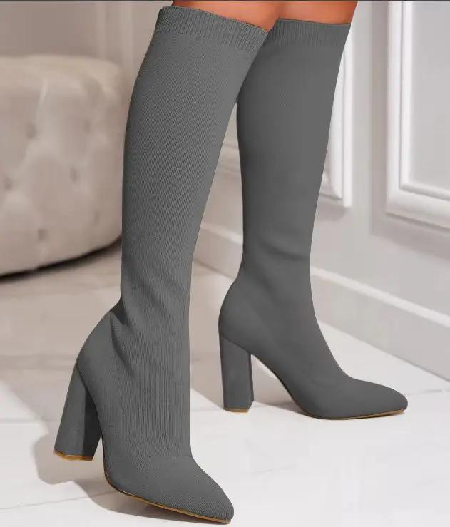 Women`s Mesh Knitting Knee High Boots