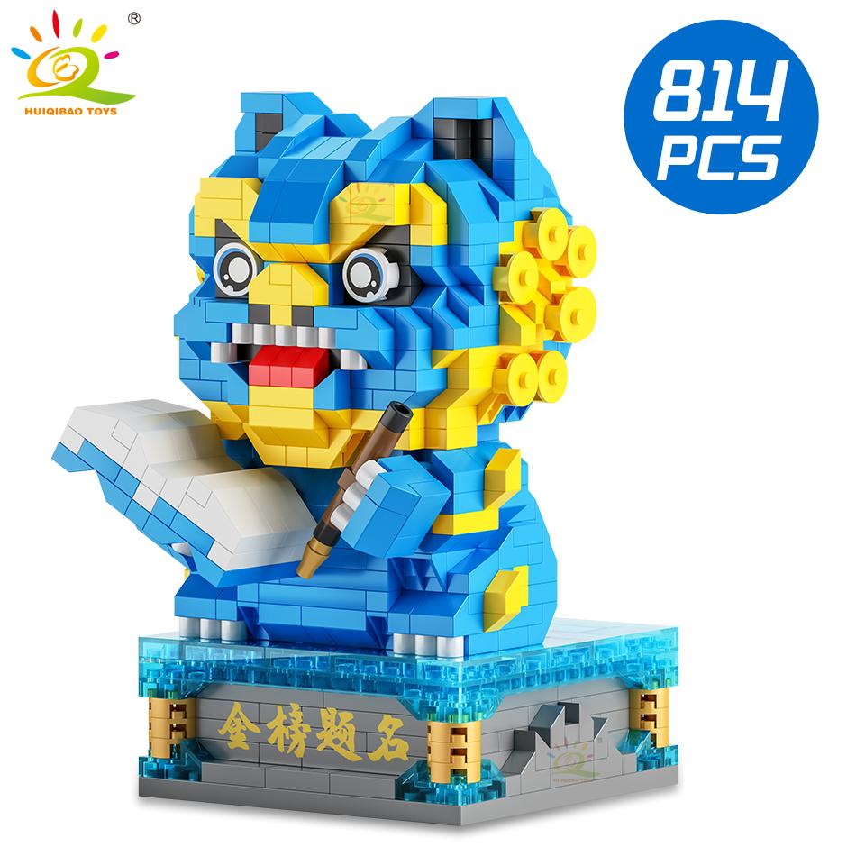 Chinese Style Lucky Dancing Lion Diamond Micro Building Blocks Table Decoration Bricks Kids Assembled Toys for Children