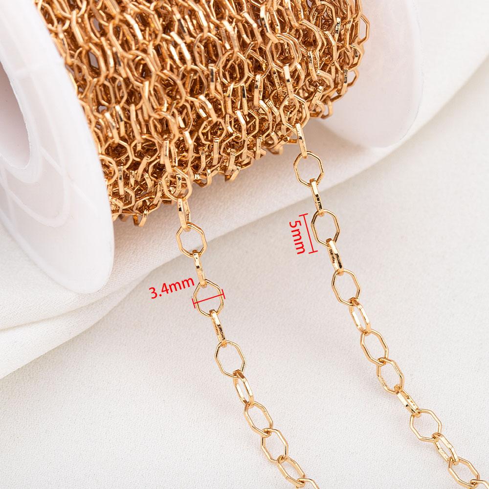 1M 18K Gold Plated Brass Square Link O Shape Chain for Jewelry Making Supplies DIY Bracelet Necklace Material Chain Accessories