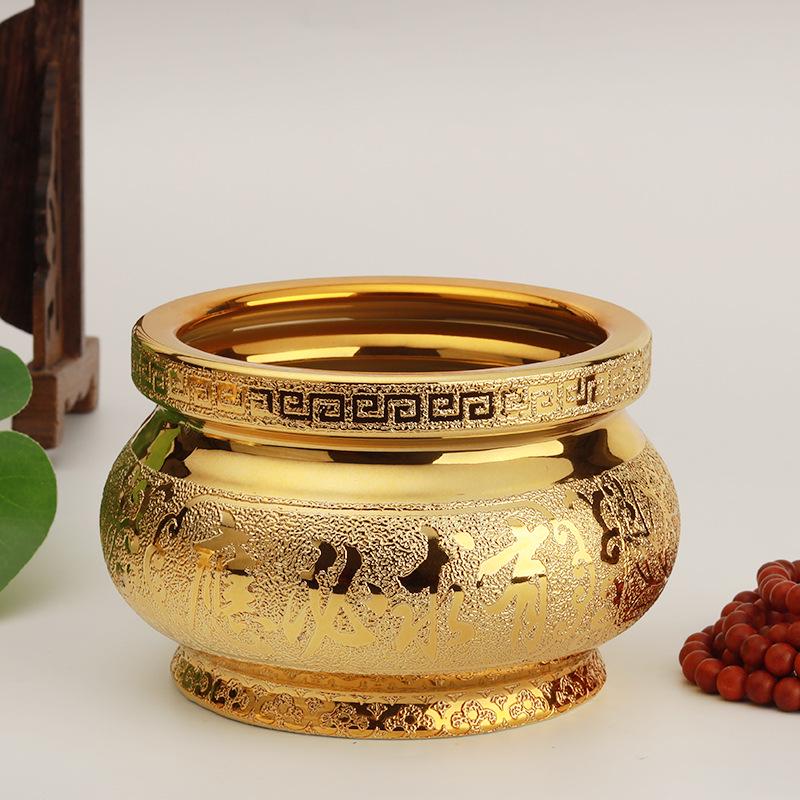 Small Ceramic Buddha Incense Burner with Golden Sand