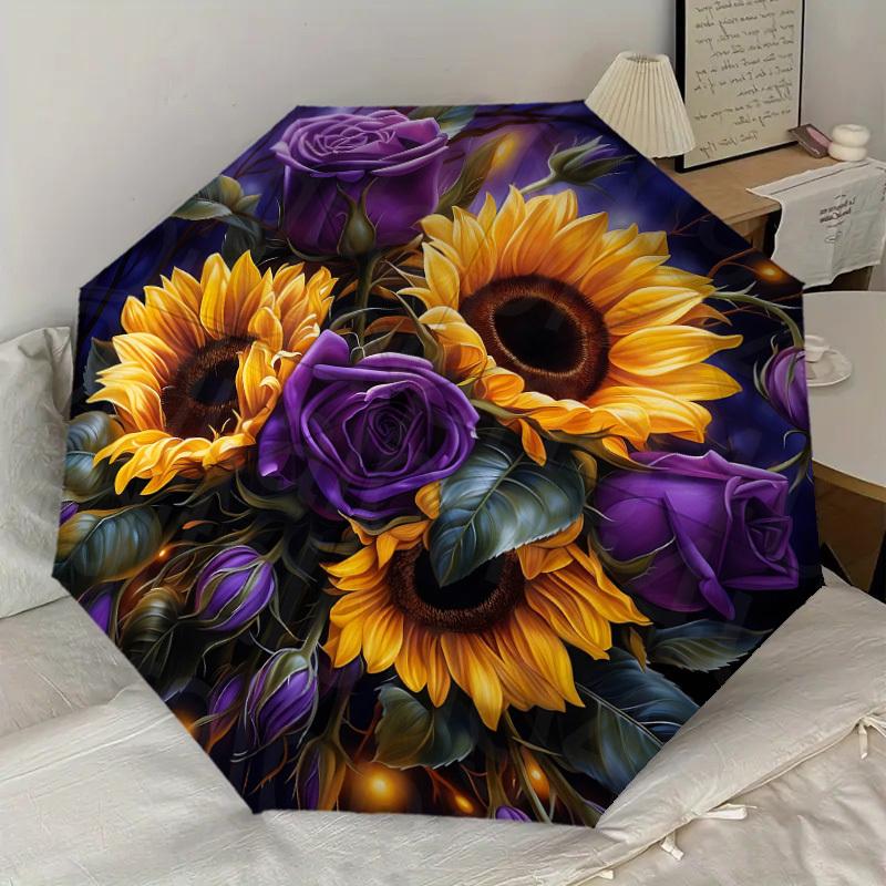1pc Sunflowers Roses Pattern Umbrella  Automatic Opening and Closing Umbrella, High Quality Umbrella, Ideal Gift for Her 240